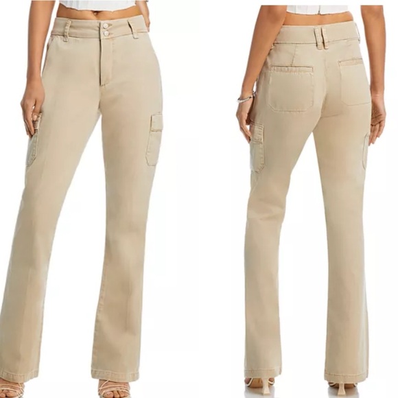 Paige Dion Flare Leg Utility Cargo Jeans in Vintage Warm Sand Size 32 X 30 READ - Picture 15 of 15